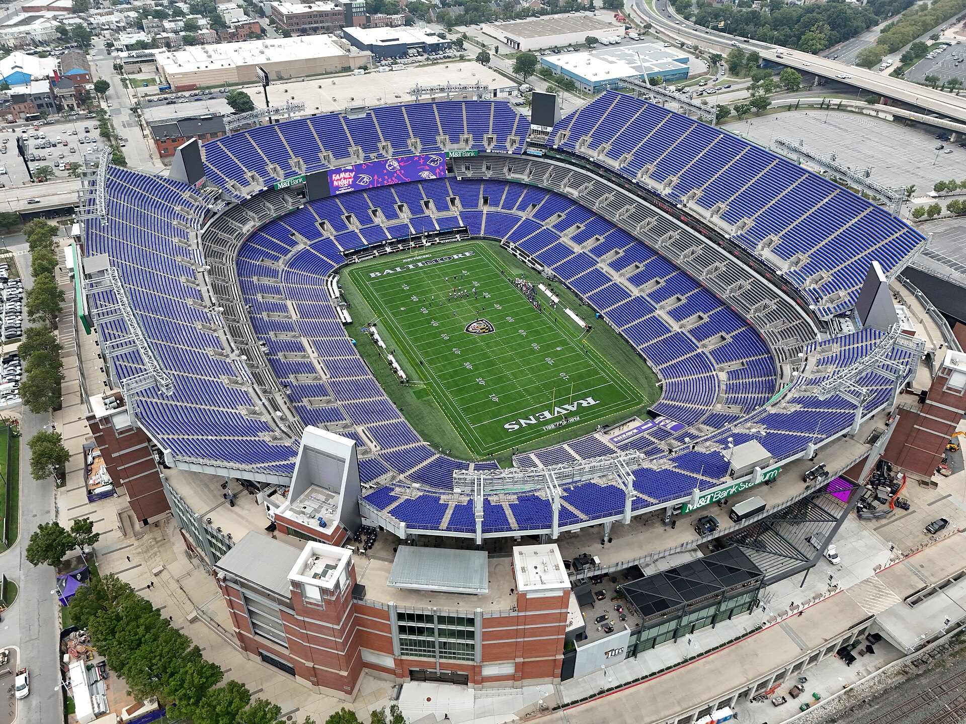 Aerial view of M&T Bank Stadium, home of the Baltimore Ravens